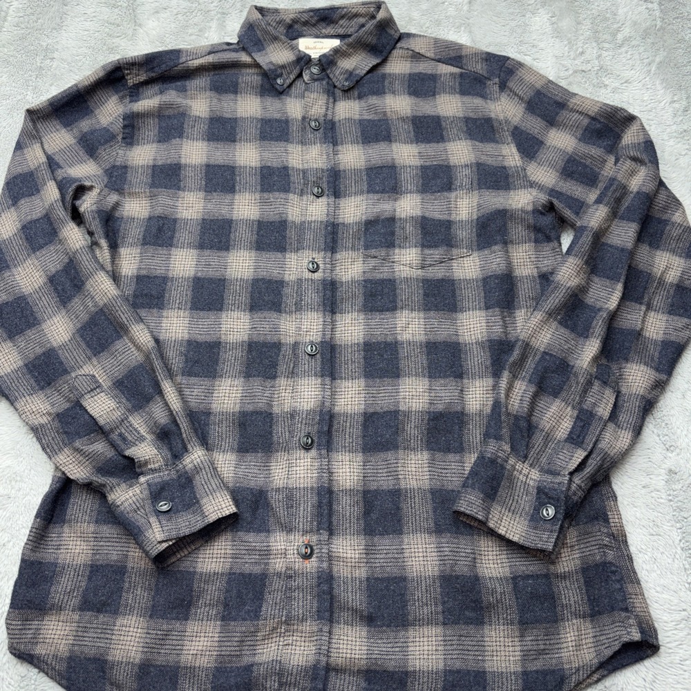 Weatherproof Vintage Luxe Flannel‎ Shirt Mens Size Sm Gray Blue Plaid